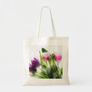Bolso De Tela Tulipanos púrpura de color de agua