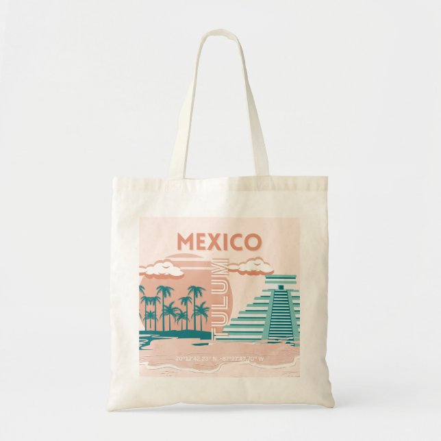 Bolso De Tela Tulum, México, arte de viajes, retro (Frente)