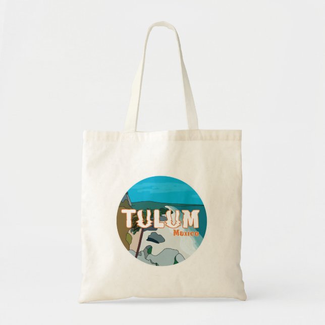 Bolso De Tela Tulum Mexico Gran Idea de Regalo (Frente)