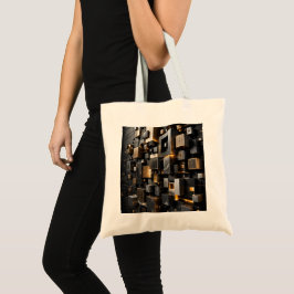 Bolso De Tela Túnel de cubo de oro negro futurista infinito