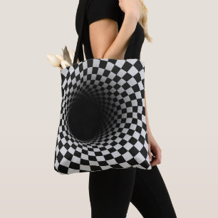 Bolso De Tela Túnel de ilusión óptica en blanco y negro