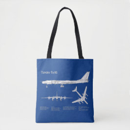 Bolso De Tela Tupolev Tu-95 - Planes de Planes de Plano Azul de 