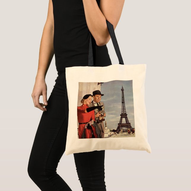Bolso De Tela Turistas de época en la Torre Eiffel, París de vac (Anverso (producto))