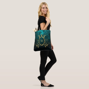 Bolso De Tela Turquesa de Damasco Real Personalizado
