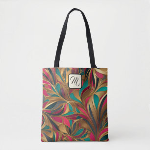 Bolso De Tela Turquesa dorada y salpicadura de rubí