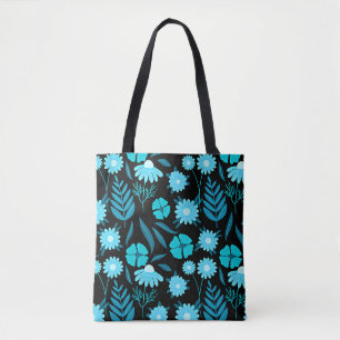 Bolso De Tela Turquesa en flor