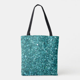 Bolso De Tela Turquesa, espumoso y purpurina
