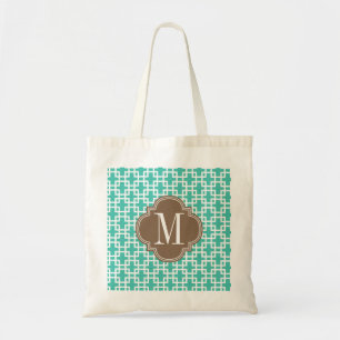 Bolso De Tela Turquesa femenina y personalizado marrón del