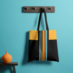 Bolso De Tela Turquesa retro y banda Naranja