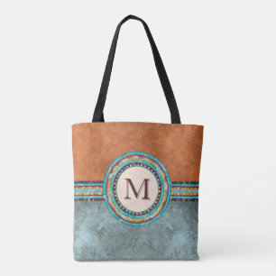Bolso De Tela Turquesa y Naranja de estilo occidental