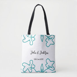 Bolso De Tela Turquoise blue wedding couple name date flstylish