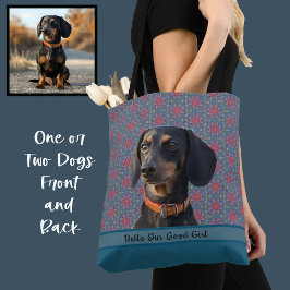 Bolso De Tela Turquoise Cute Photo Gift Dog Lover Mom Grandma