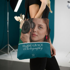 Bolso De Tela Turquoise Modern Photo Logo Photographer