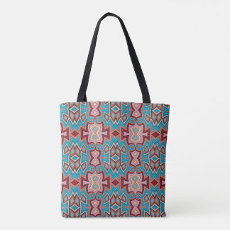 Bolso De Tela Turquoise Multi Tribal Inspired Shapes