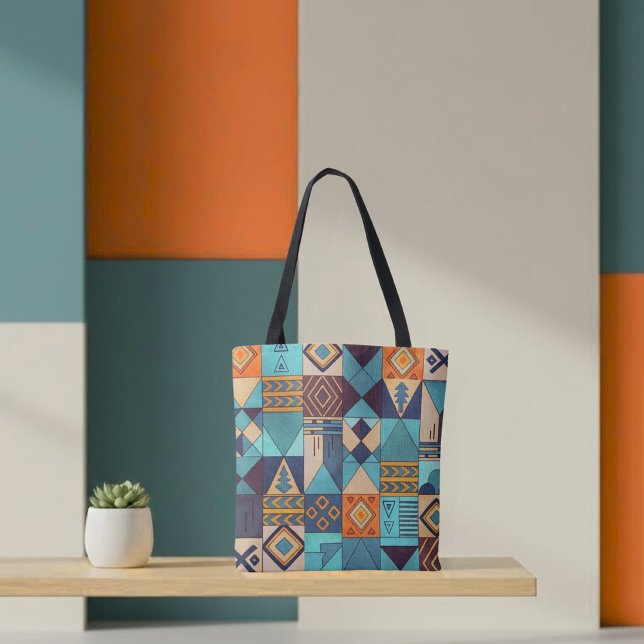 Bolso De Tela Turquoise & Orange Patchwork Tote (Subido por el creador)