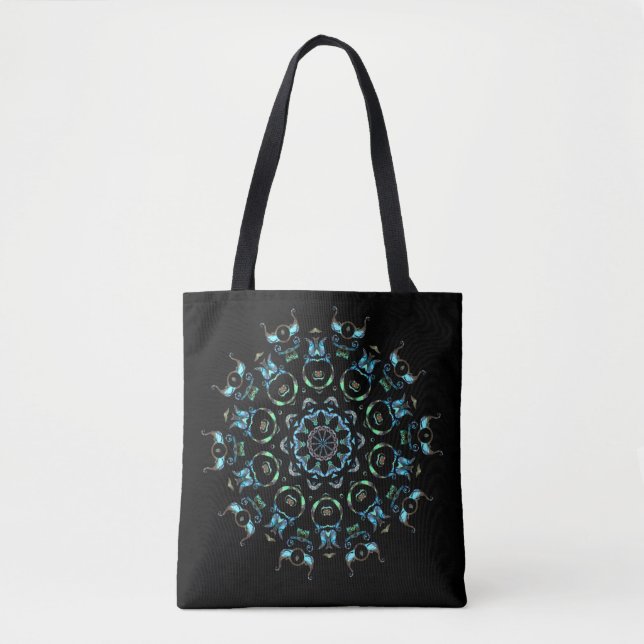 Bolso De Tela Turquoise Pearl Mandala Tote Bag (Anverso)