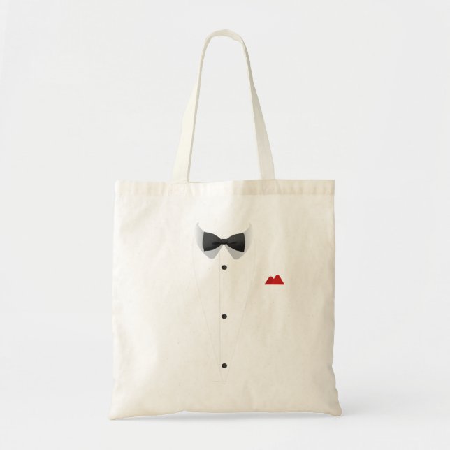 Bolso De Tela Tuxedo con Bowtie para Bodas (Frente)
