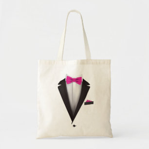 Bolso De Tela Tuxedo con Bowtie rosa para Bodas