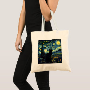 Bolso De Tela Tuxedo gato estrellado noche Tuxedo dueño de gato