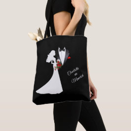 Bolso De Tela Tuxedo Suit & Bride Silhouette Wedding Favor