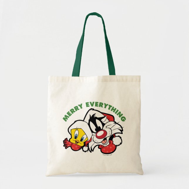 Bolso De Tela TWEETET™ y SYLVESTER™ "Merry Everything" (Frente)