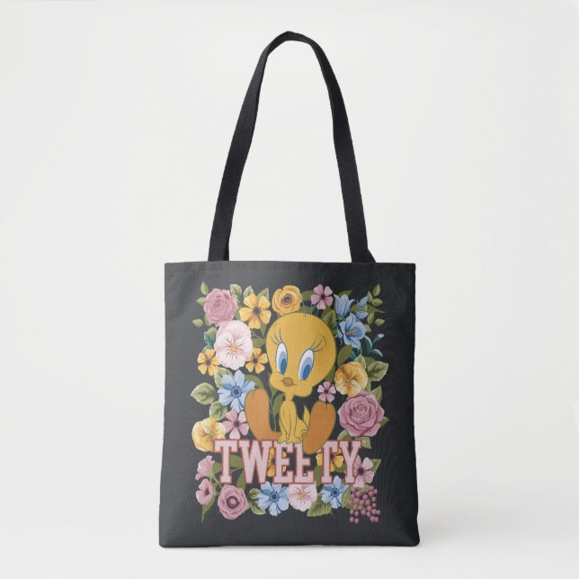 Bolso De Tela TWEETY™ Floral Embroidery Graphic (Anverso)