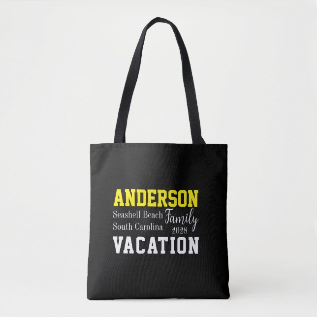 Bolso De Tela Typografía de vacaciones en familia verano negro a (Anverso)