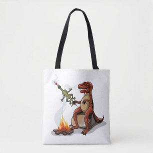 Bolso De Tela Tyrannosaurus Rex Cocina Sobre Una Fogata.