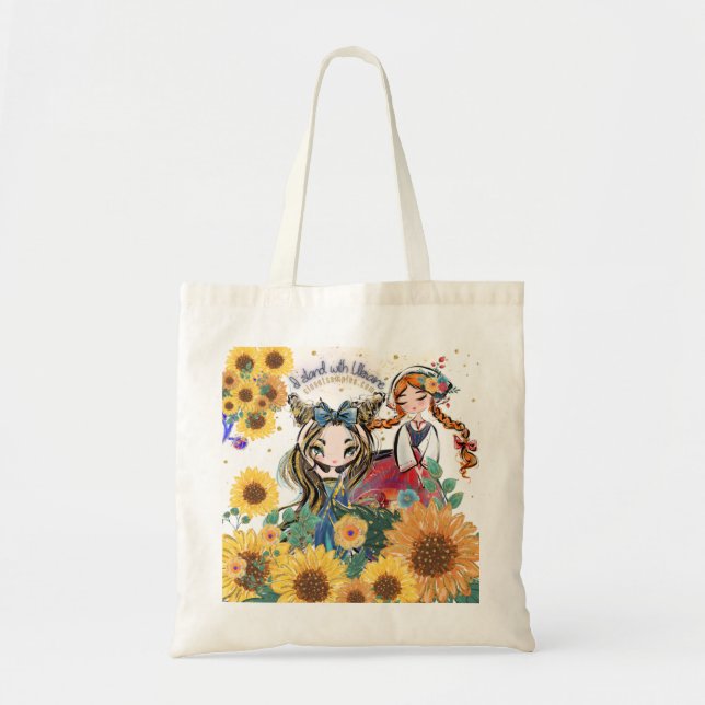 Bolso De Tela Ucrania apoya a los Chicas del girasol (Frente)