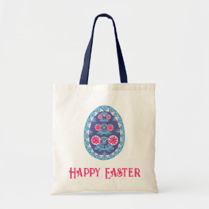 Bolso De Tela Ucrania Decoración tradicional de huevos azul y ro