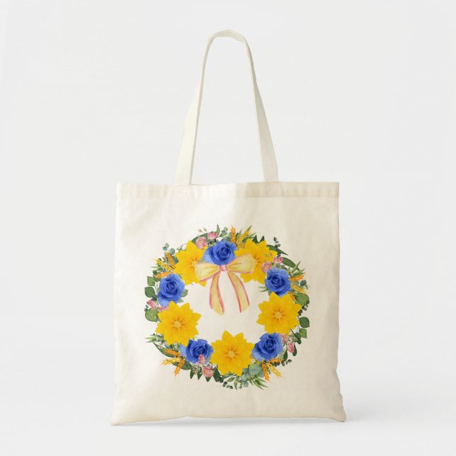 Bolso De Tela Ucrania: Huelga de flores de fe ucraniana esperanz (Frente)