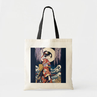 Bolso De Tela Ukiyo-e Modern Tote Bag with Wisteria japonica