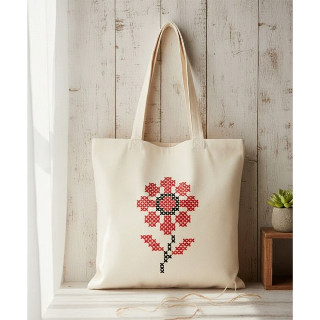 Bolso De Tela Ukrainian Embroidery Flower Cross Stitch Tote Bag (Subido por el creador)