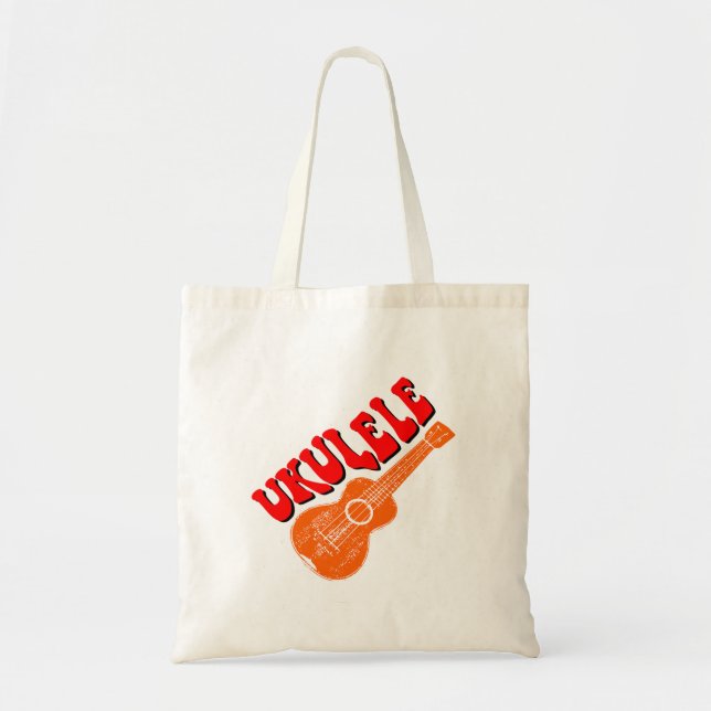 Bolso De Tela Ukulele Groovy Text Art (Frente)