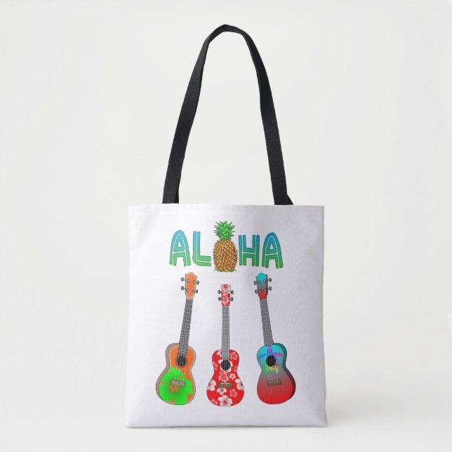 Bolso De Tela Ukulele hawaiano Aloha Hawaii (Anverso)