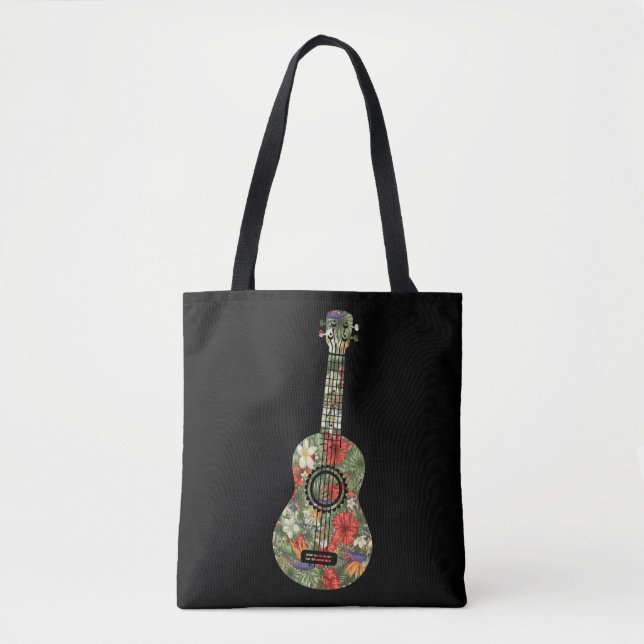 Bolso De Tela Ukulele hawaiano Uke Floral Tropical Ukulele (Anverso)