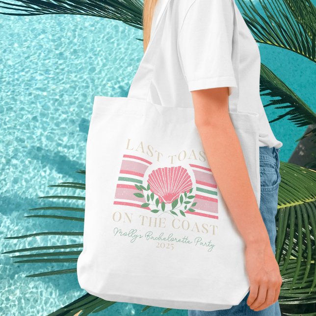Bolso De Tela Última tostada en la costa - Bachelorette Nautical (Last Toast on the Coast tote bag with modern font – perfect for bridal celebrations!)