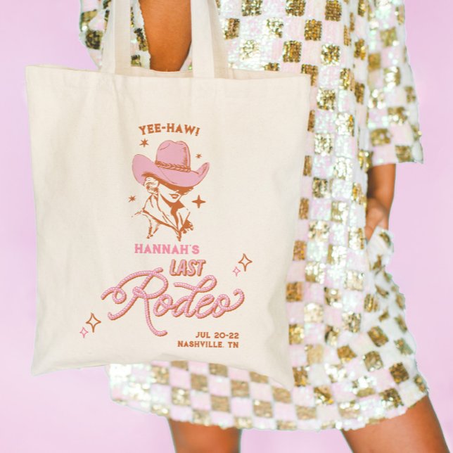 Bolso De Tela Último Rodeo Vaquera Retro Despedida de Soltera (last rodeo bachelorette tote bag)