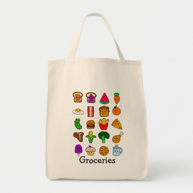 Bolso De Tela Ultramarinos de la comida de Kawaii (Frente)