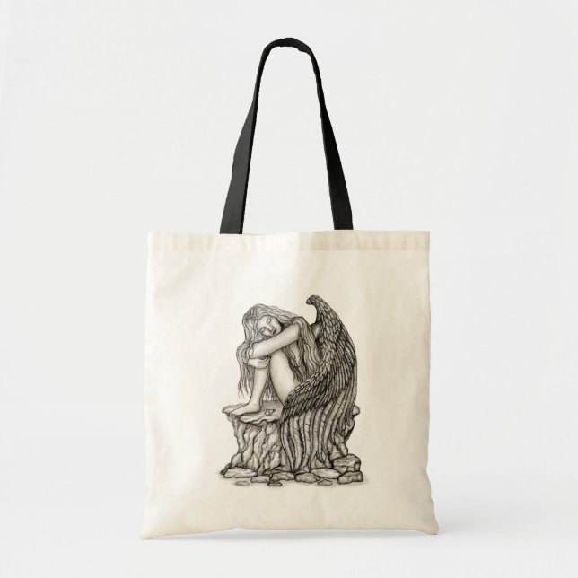 Bolso De Tela Un ángel dormido en la piedra (Frente)