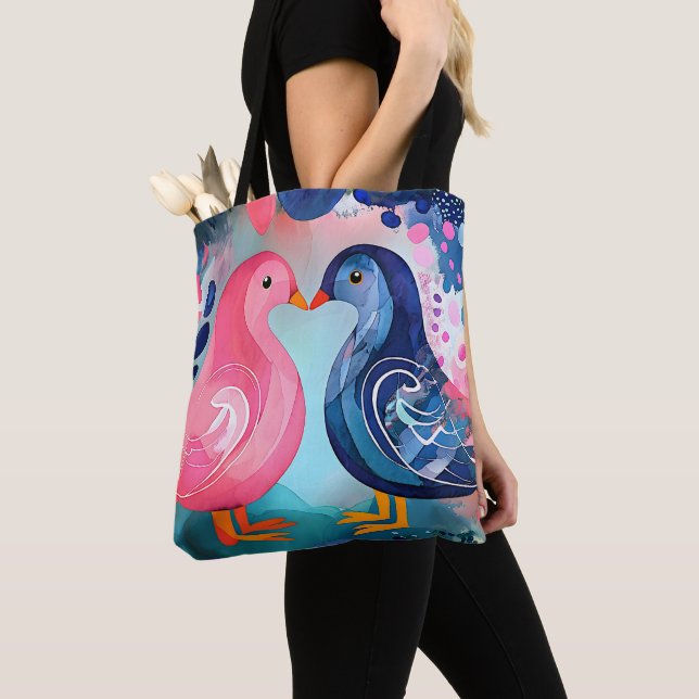 Bolso De Tela "Un beso en las plumas" Feliz Día de San Valentín (Detalle)