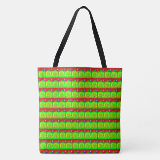 Bolso De Tela Un brillante Tote de cereza verde