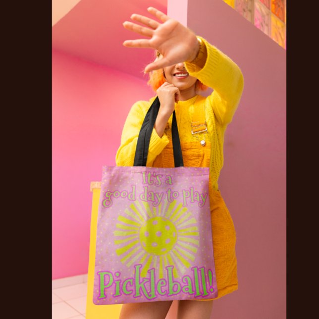 Bolso De Tela Un Buen Día Rosa Para Jugar Al Pickleball (Very fun tote for all your gear!)