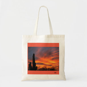 Bolso De Tela Un cactus sahuaro con tote de puesta de sol impres