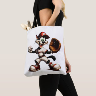 Bolso De Tela Un cántaro de béisbol para gato tonto se levanta