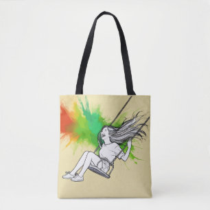 Bolso De Tela Un Chica alegre sobre la siembra - Vibrante salpic