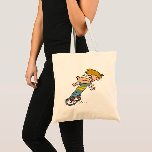 Bolso De Tela Un chico gracioso montando uniciclo