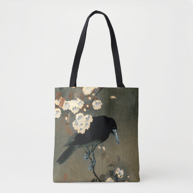 Bolso De Tela Un cuervo y un flor por el vintage de Ohara Koson (Anverso)