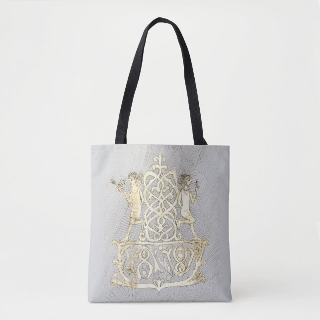 Bolso De Tela Un dibujo a línea de tinta que representa dos figu (Anverso)