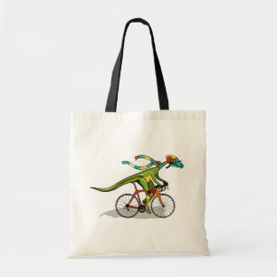 Bolso De Tela Un Dinosaurio De Anabisetia Montando En Bicicleta.